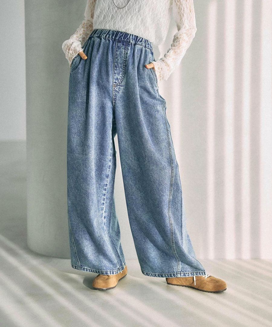 レプシィムLEPSIM イージーデニムパンツケミカルブルー85ワイドパンツ新品