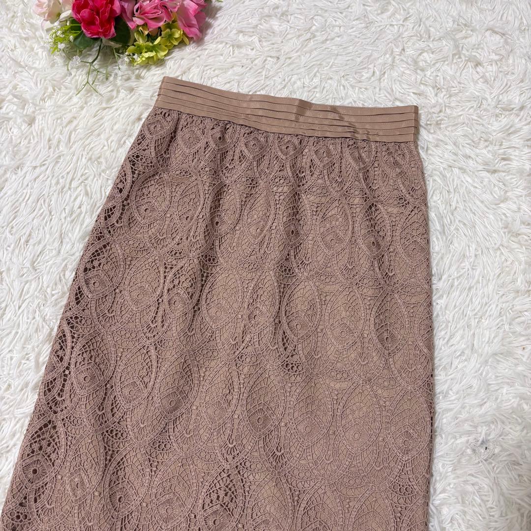 【美品】ANAYI アナイ　リーフモチーフレース ロングタイトスカート　36