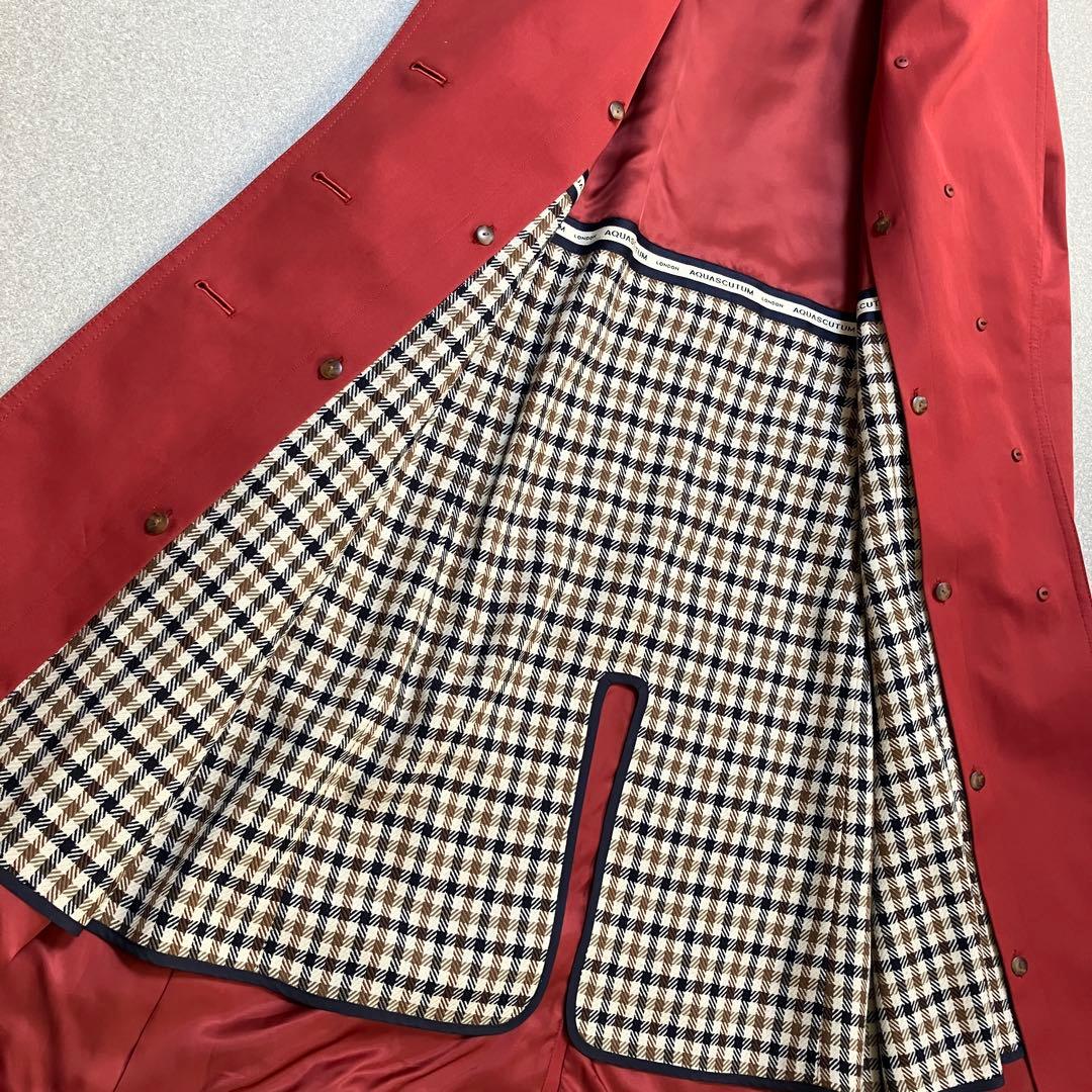 【ライナー付き✨撥水加工】アクアスキュータム ロングトレンチコート ベルト 赤