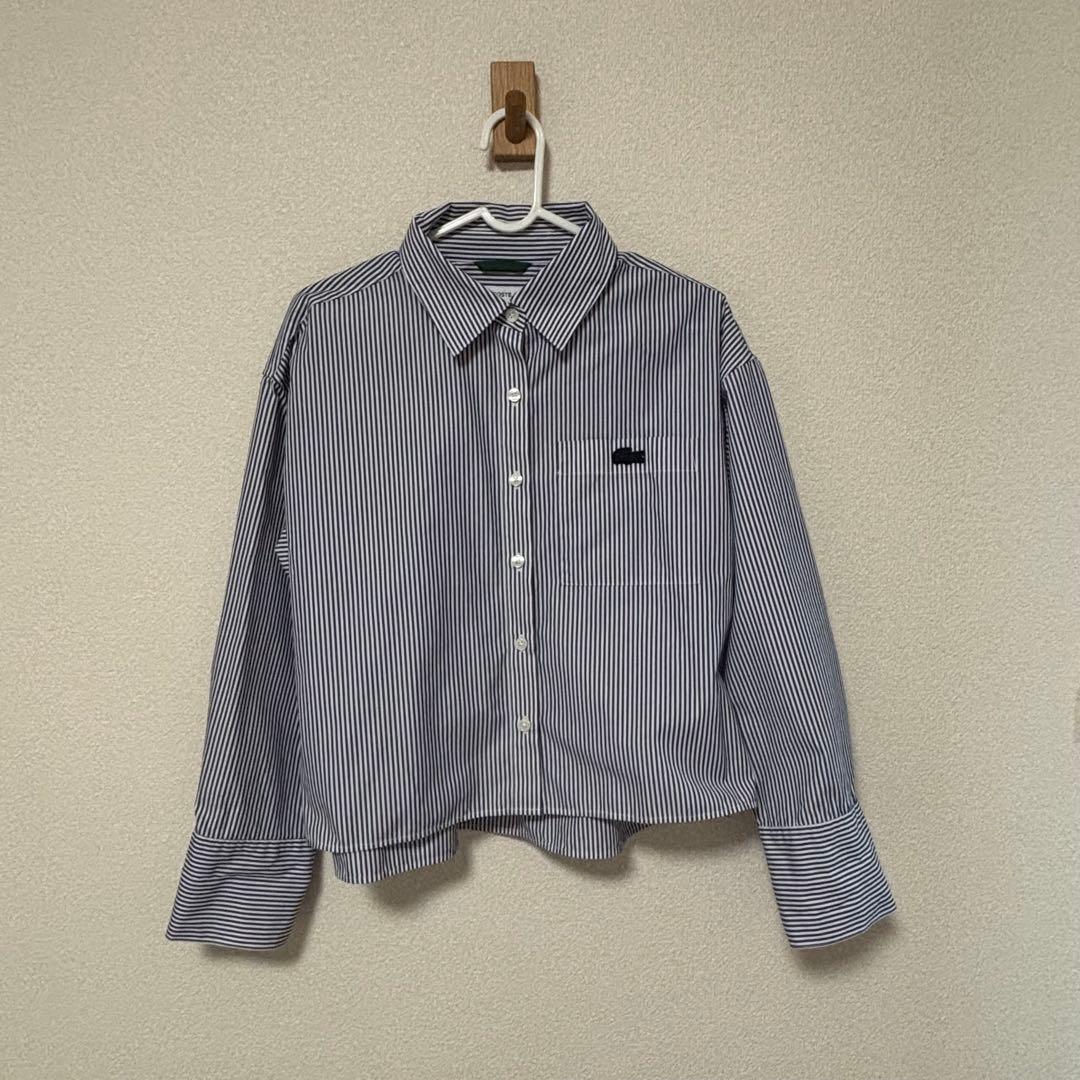 Lacoste ストライプ クロップドシャツ 長袖