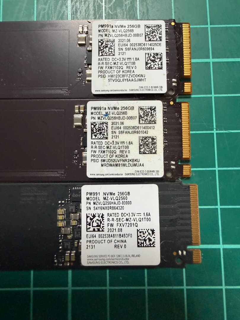 1.Samsung PM991a NVMe SSD 256GB ×3個セット