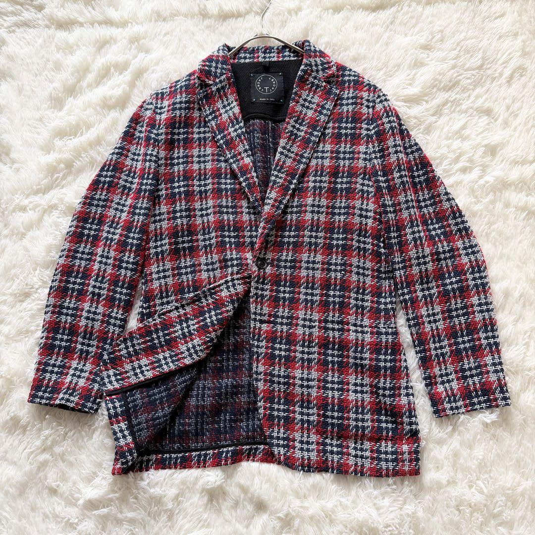 T-JACKET ミックスツイード チェック テーラードジャケット イタリア S
