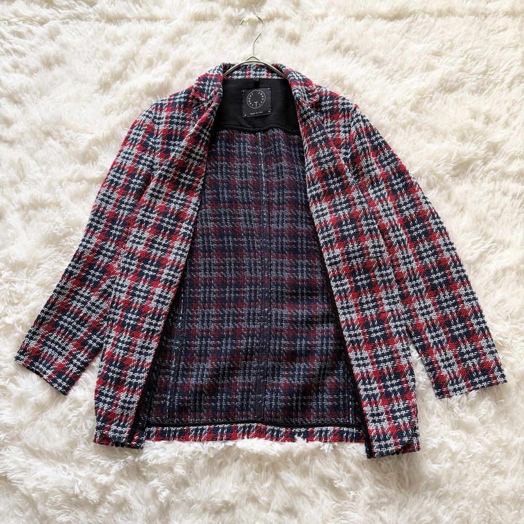 T-JACKET ミックスツイード チェック テーラードジャケット イタリア S