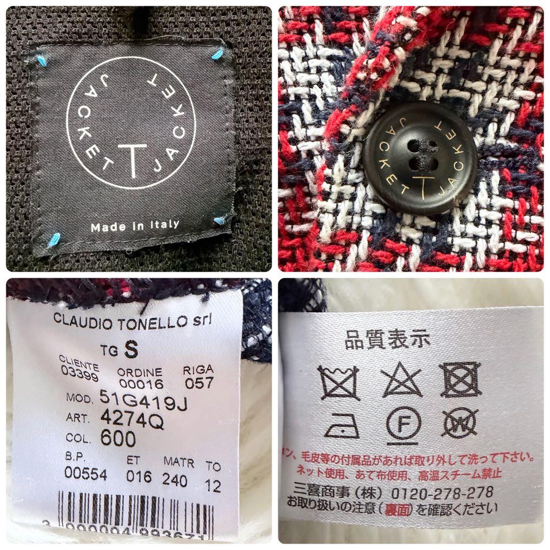 T-JACKET ミックスツイード チェック テーラードジャケット イタリア S