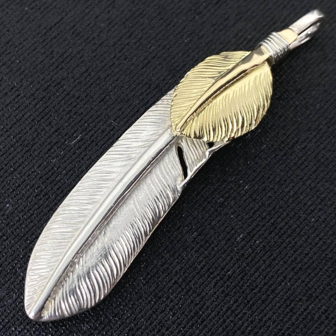 FIRST ARROW'S K18 上金ハート シルバー フェザーペンダント M
