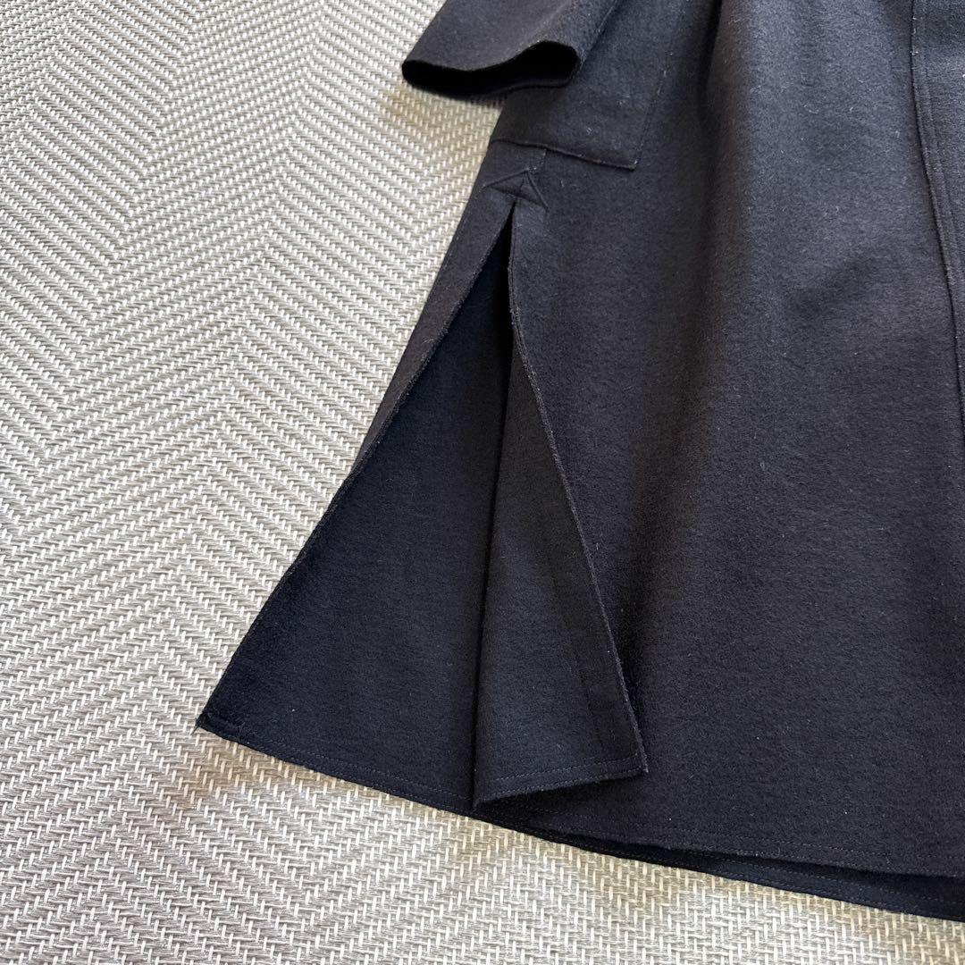美品 ROPE リバーシブル ベルテッド ガウンコート ウール 黒 濃紺 M相当