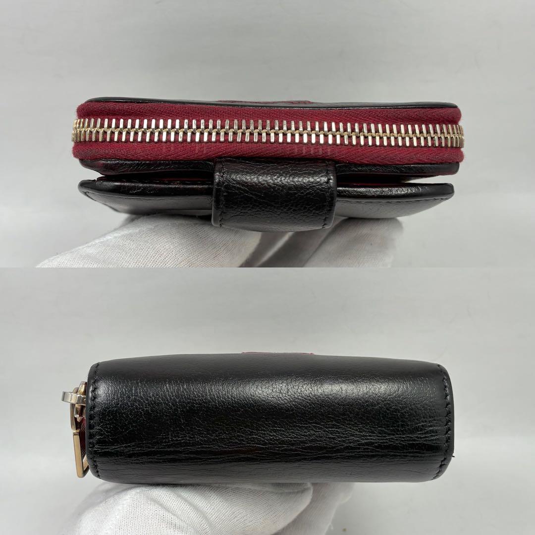 【美品】イヴ・サンローラン　折り財布　レザー　YSL ステッチ　ロゴ　希少