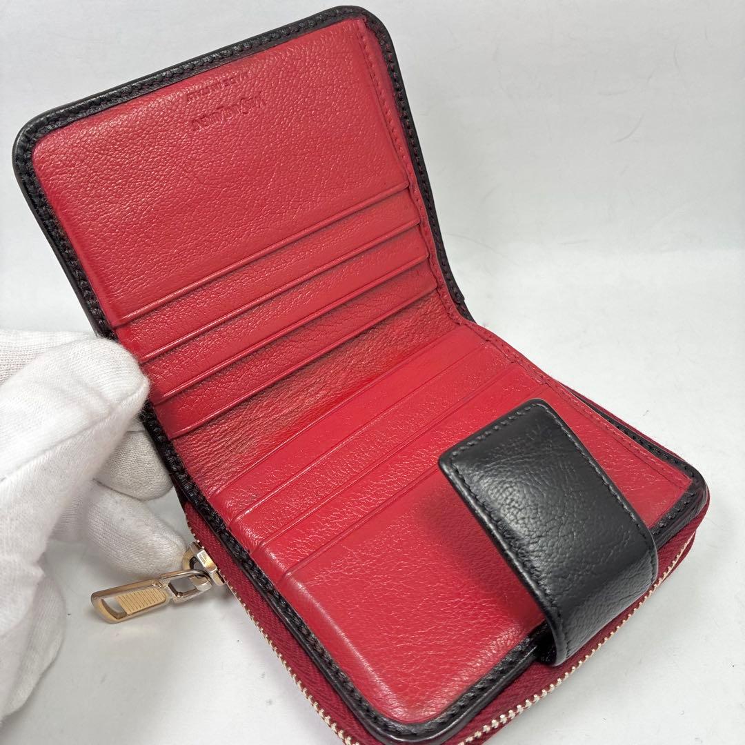 【美品】イヴ・サンローラン　折り財布　レザー　YSL ステッチ　ロゴ　希少