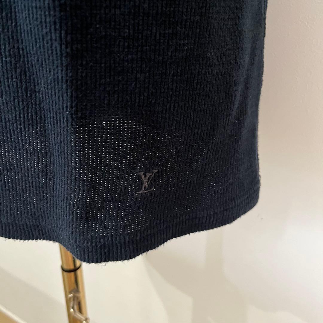 LOUIS VUITTON ニット Tシャツ ワンポイントロゴ ネイビー