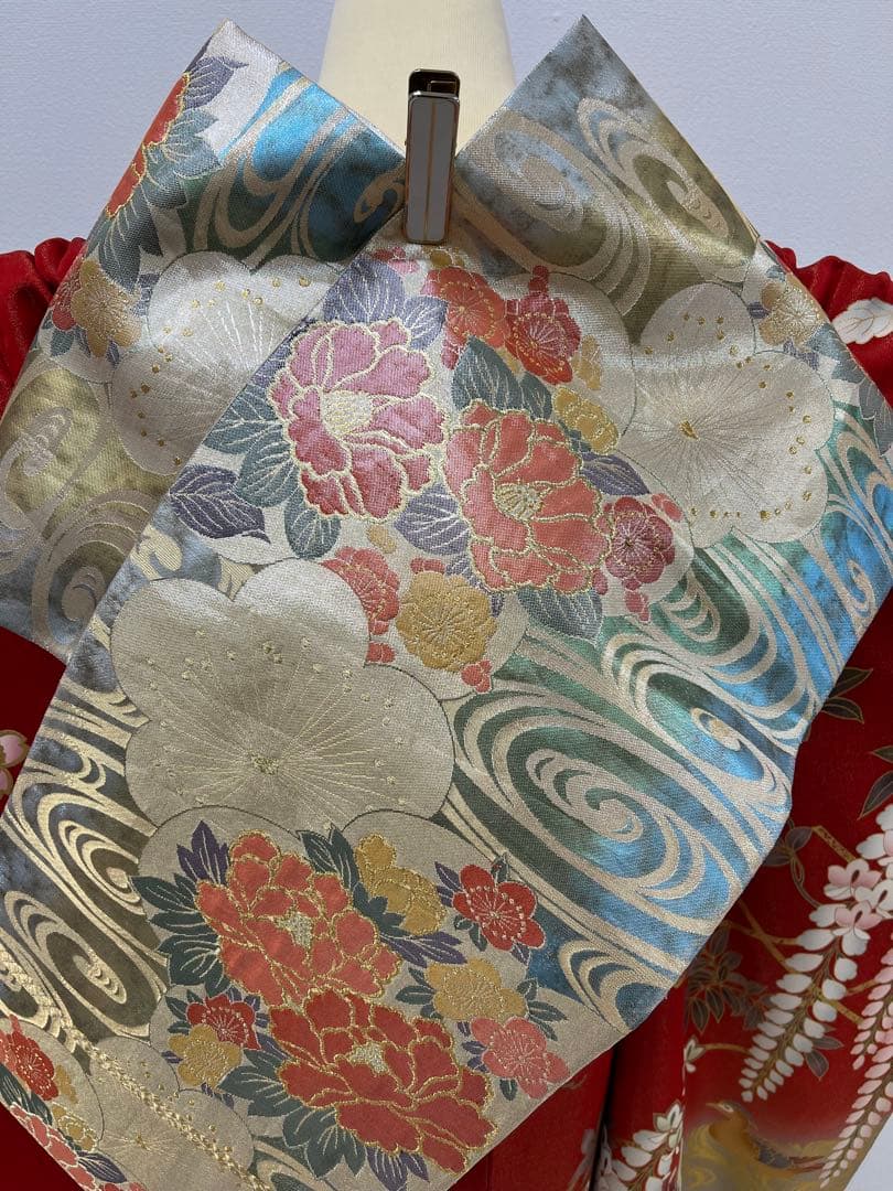 振り袖　フルセット　別誂長襦袢　豪華金彩　成人式　赤　黒　刺繍入り　857