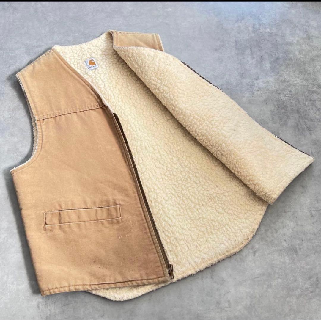 80s〜90s USA製 CARHARTT カーハート 裏ボアダックベストL