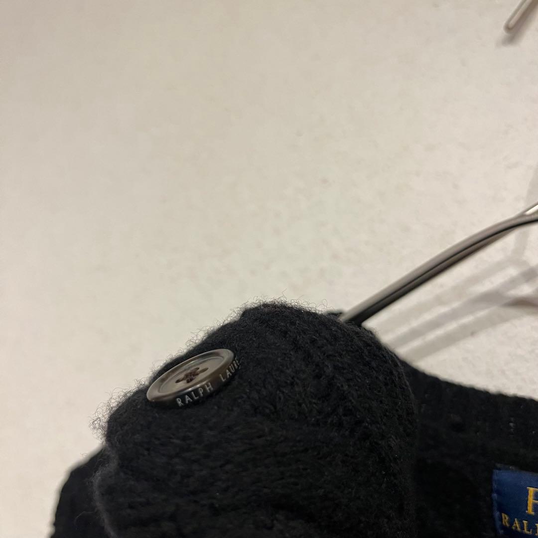 【美品】Polo Ralph Lauren ポニー刺繍 丸襟 カーディガン 黒