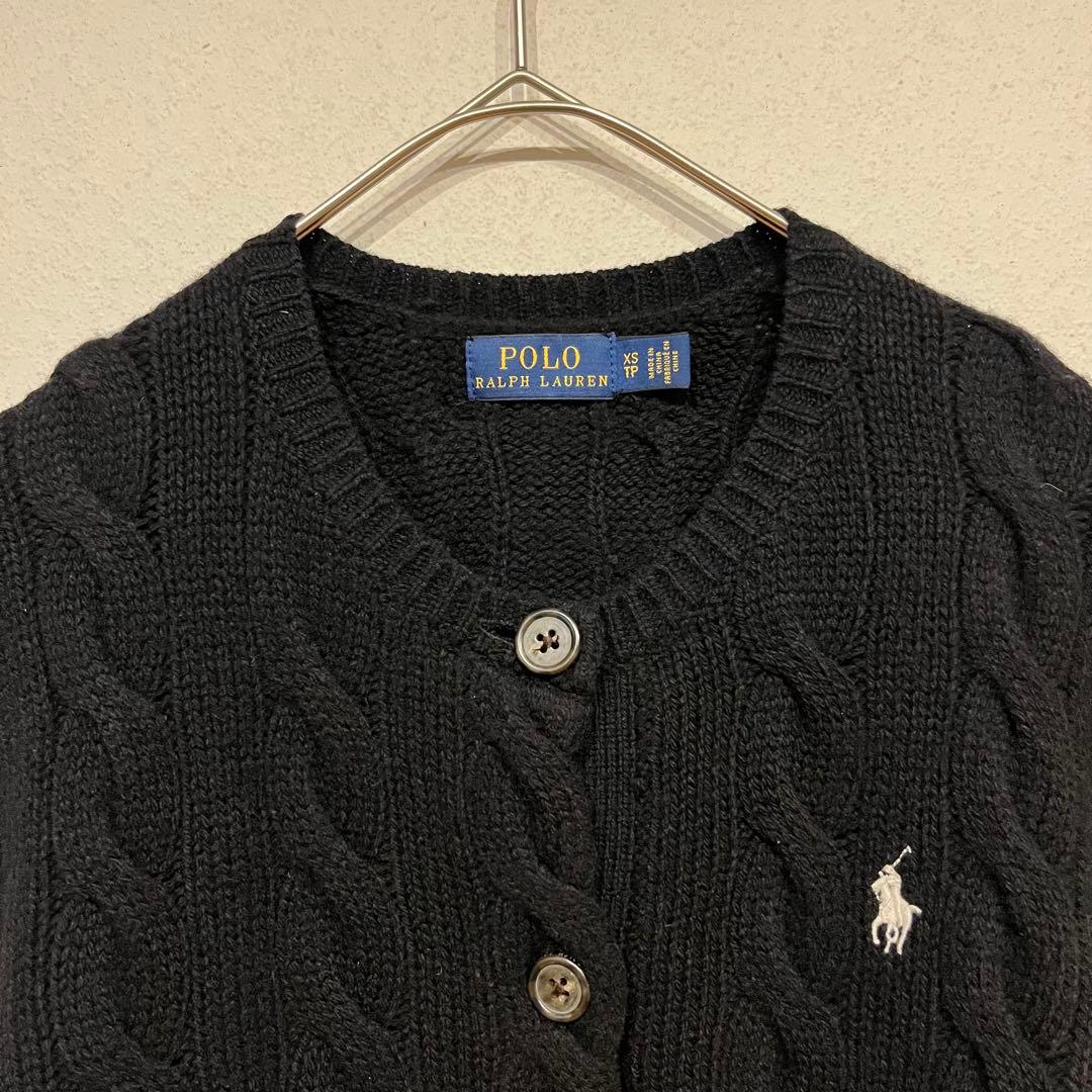 【美品】Polo Ralph Lauren ポニー刺繍 丸襟 カーディガン 黒