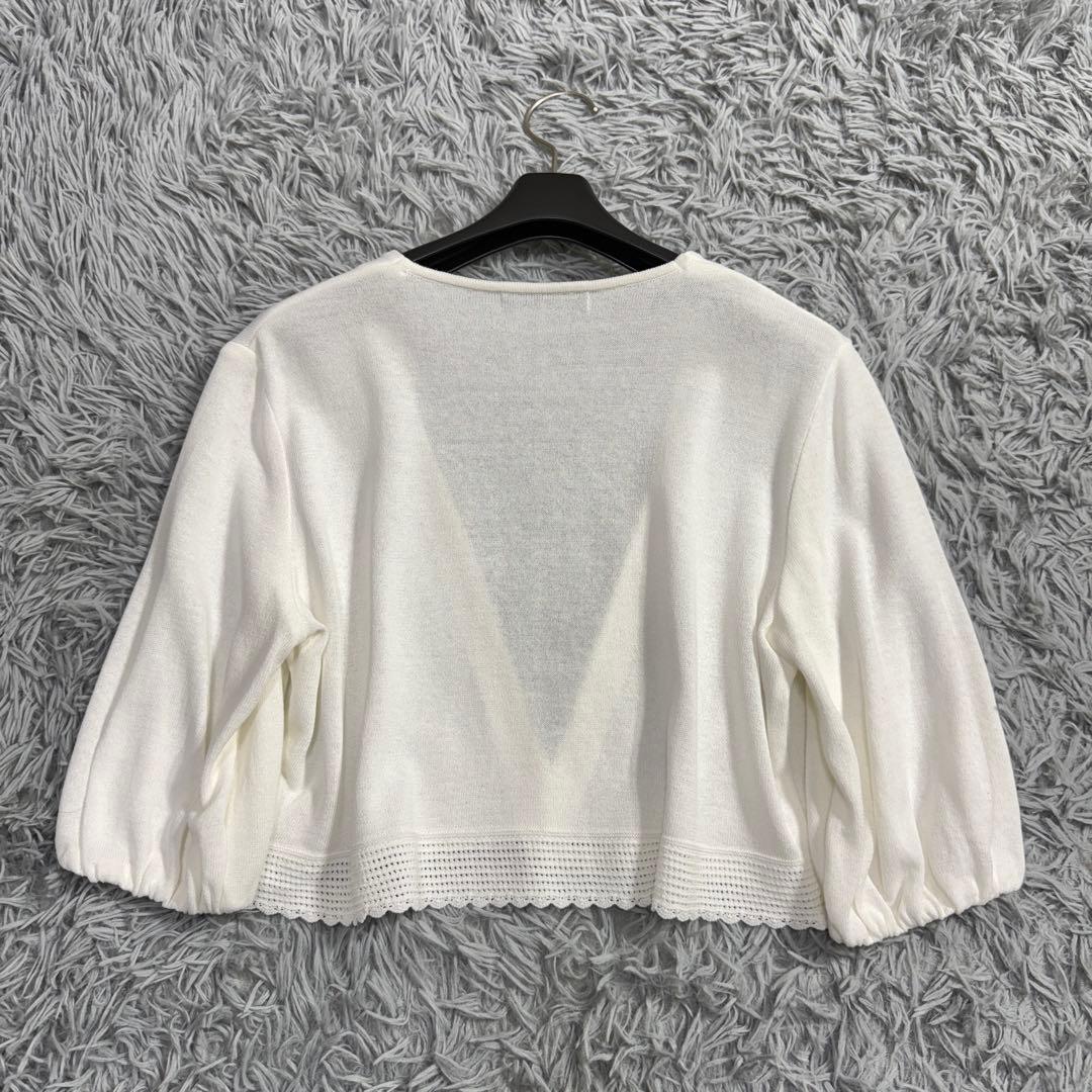 美品✨ルネ 希少38 ボレロ サマーニットカーディガン スカラップ 羽織り 白