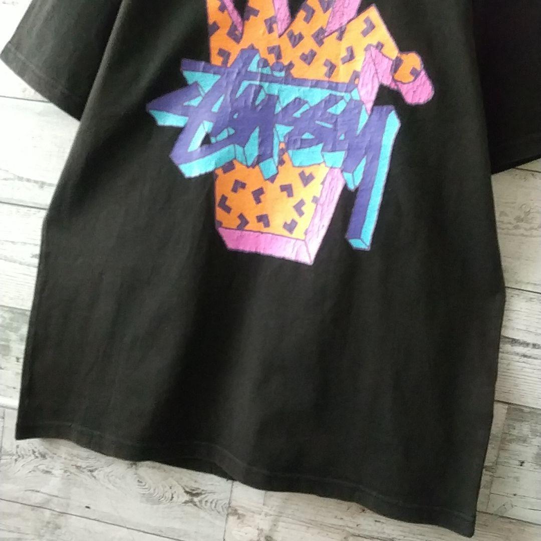 人気☆ステューシー ビッグプリント ショーンフォント クラウン Tシャツ L 黒