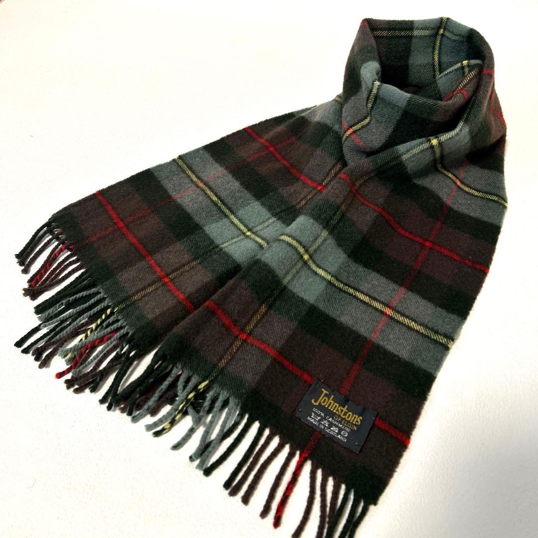 美品✨Johnstons ジョンストンズ カシミヤ100% マフラー チェック