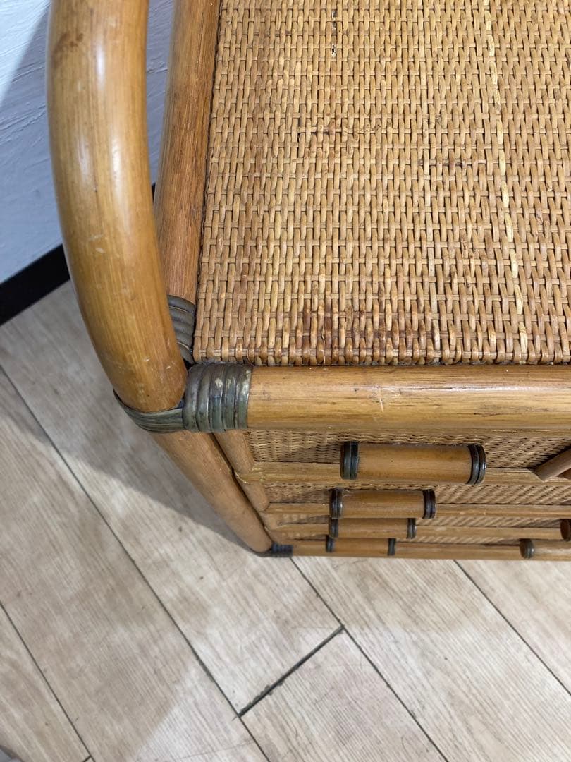 ラタン籐チェスト 家具 4段 タンス　レトロ アンティーク