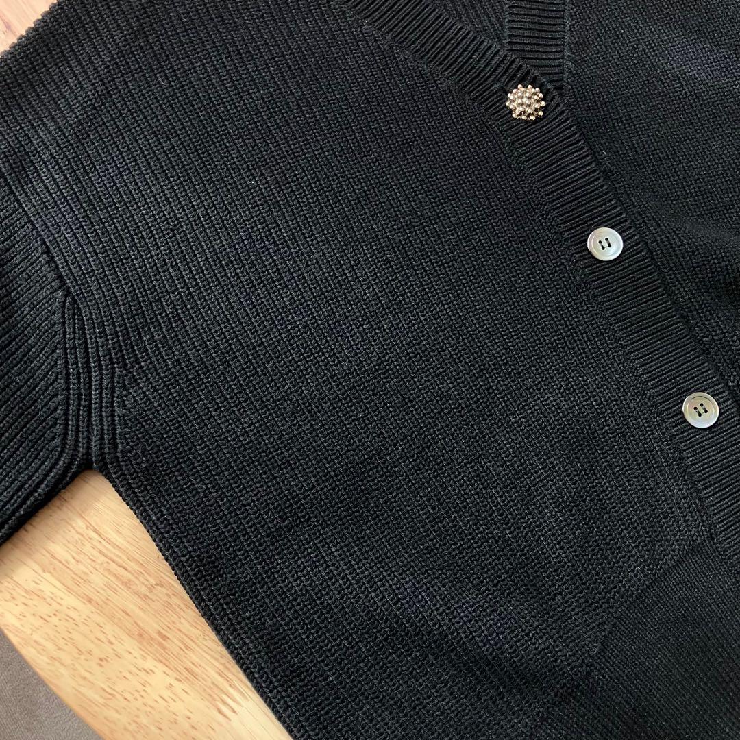 【2023AW】L'ESSAGE オーナメントボタン 畦カーディガン ニット 黒