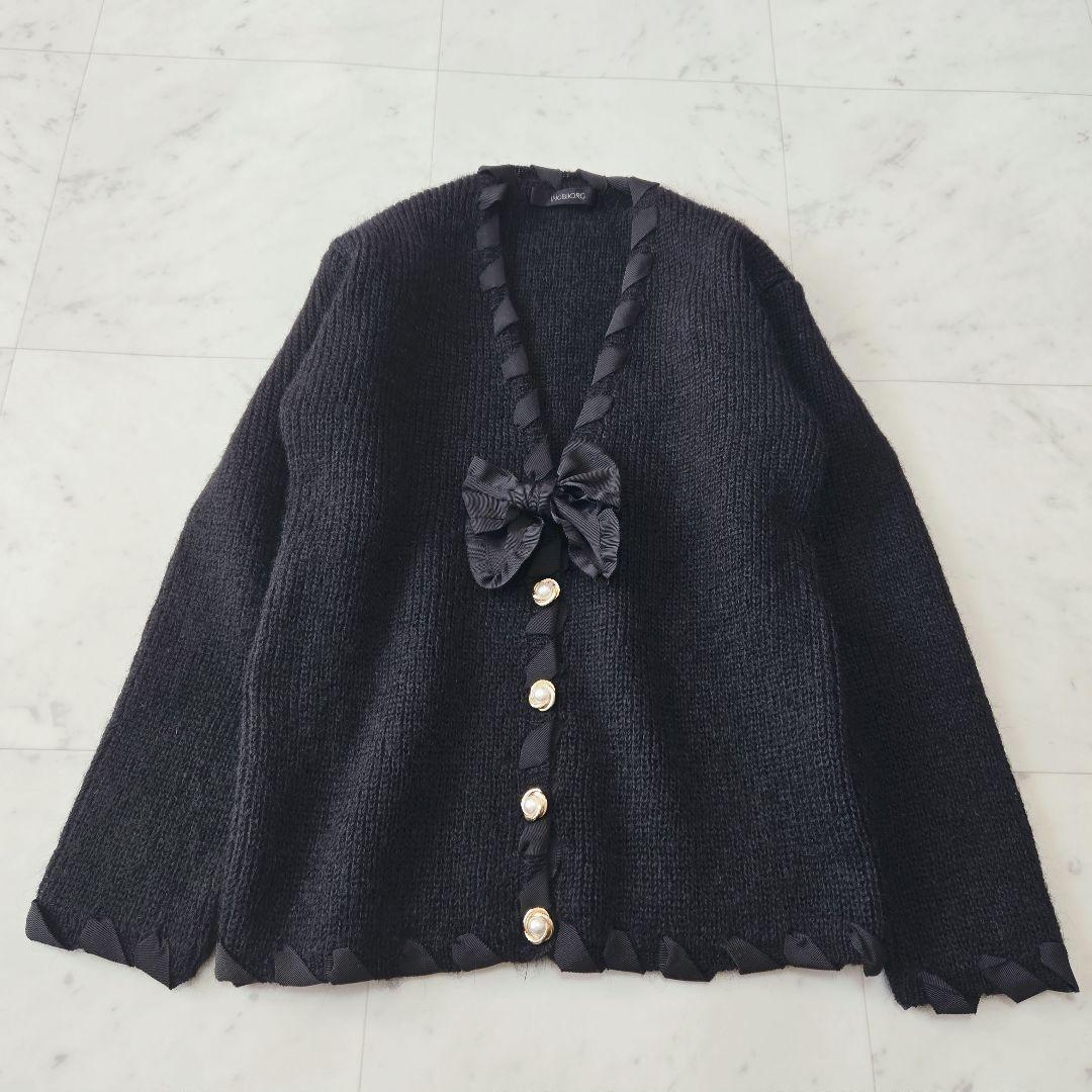 かな様【美品】インゲボルグ アルパカモヘア混 ニットカーディガン リボン