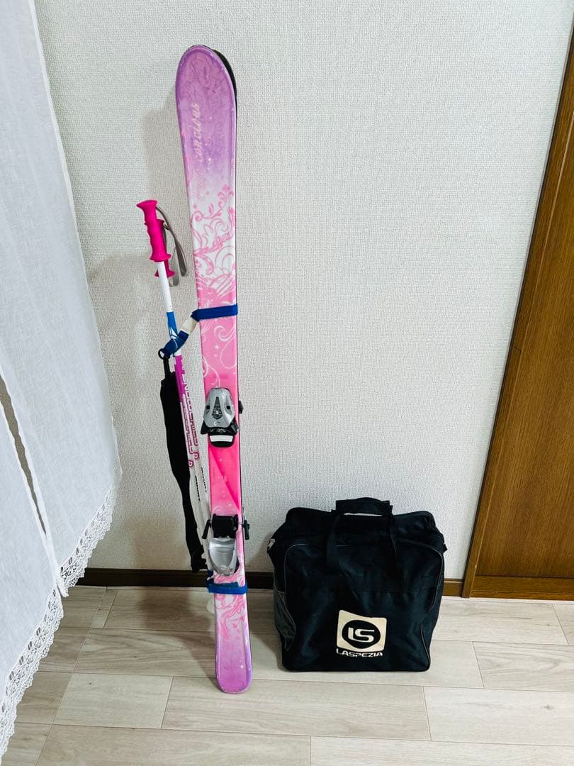 【お得なフルセット】 スキー板140cm、ビンディング、靴23cm、ストック