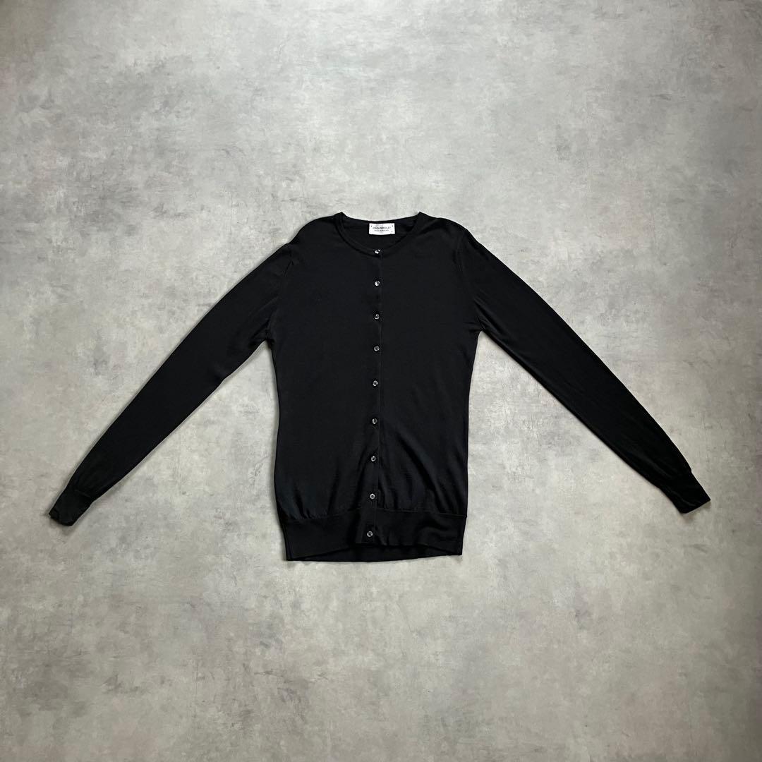 トップス JOHN SMEDLEY black wool knit cardigan
