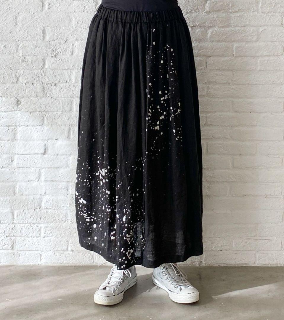 希少/pas de calais/60リネンろうけつ染めスカート/日本製