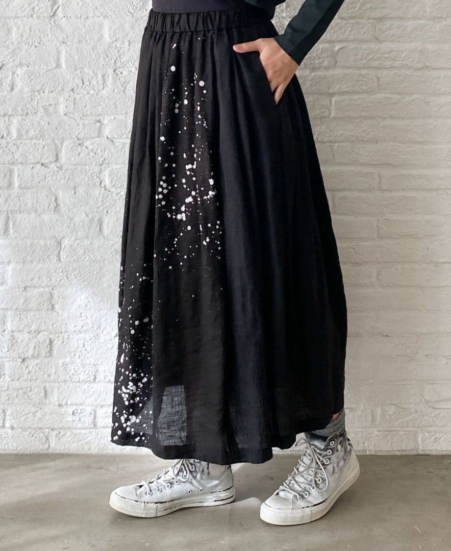希少/pas de calais/60リネンろうけつ染めスカート/日本製