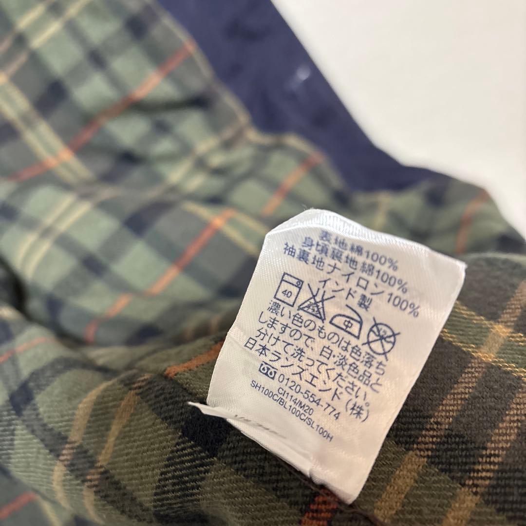 LANDS END裏地チェック 襟コーデュロイハンティングカバーオールジャケット