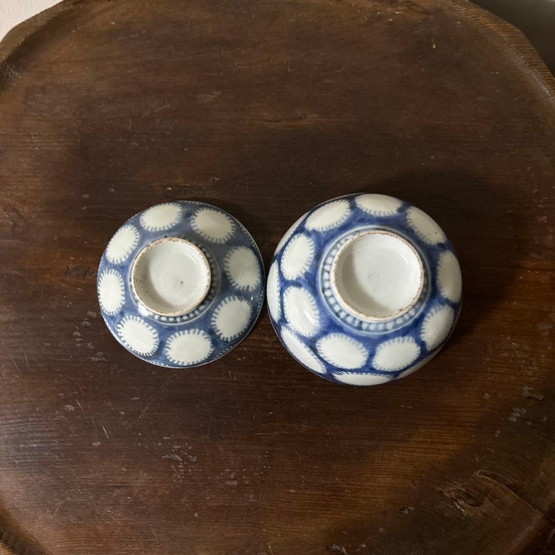 古伊万里　染付雪輪紋の図　蓋茶碗　④検:柳宗悦　民藝　青山二郎　白洲正子　李朝