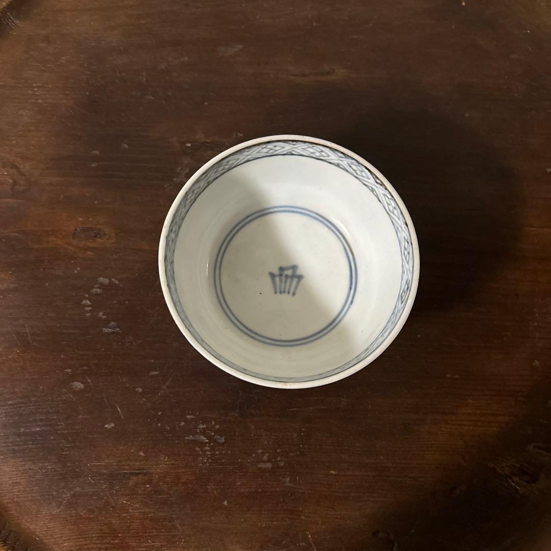古伊万里　染付雪輪紋の図　蓋茶碗　④検:柳宗悦　民藝　青山二郎　白洲正子　李朝