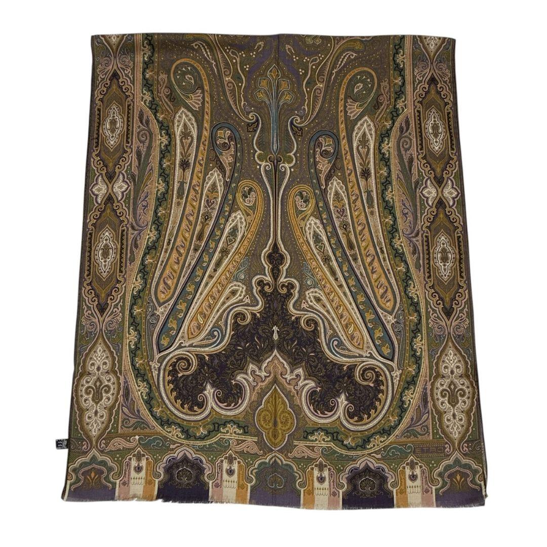 【極美品】ETRO エトロ シルク混 大判ストール スカーフ ロング イタリア製