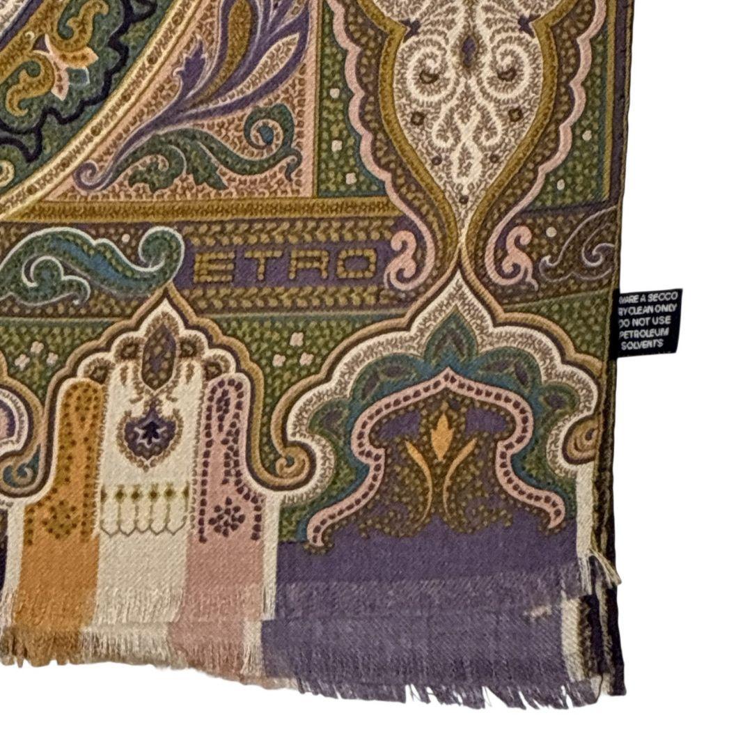 【極美品】ETRO エトロ シルク混 大判ストール スカーフ ロング イタリア製