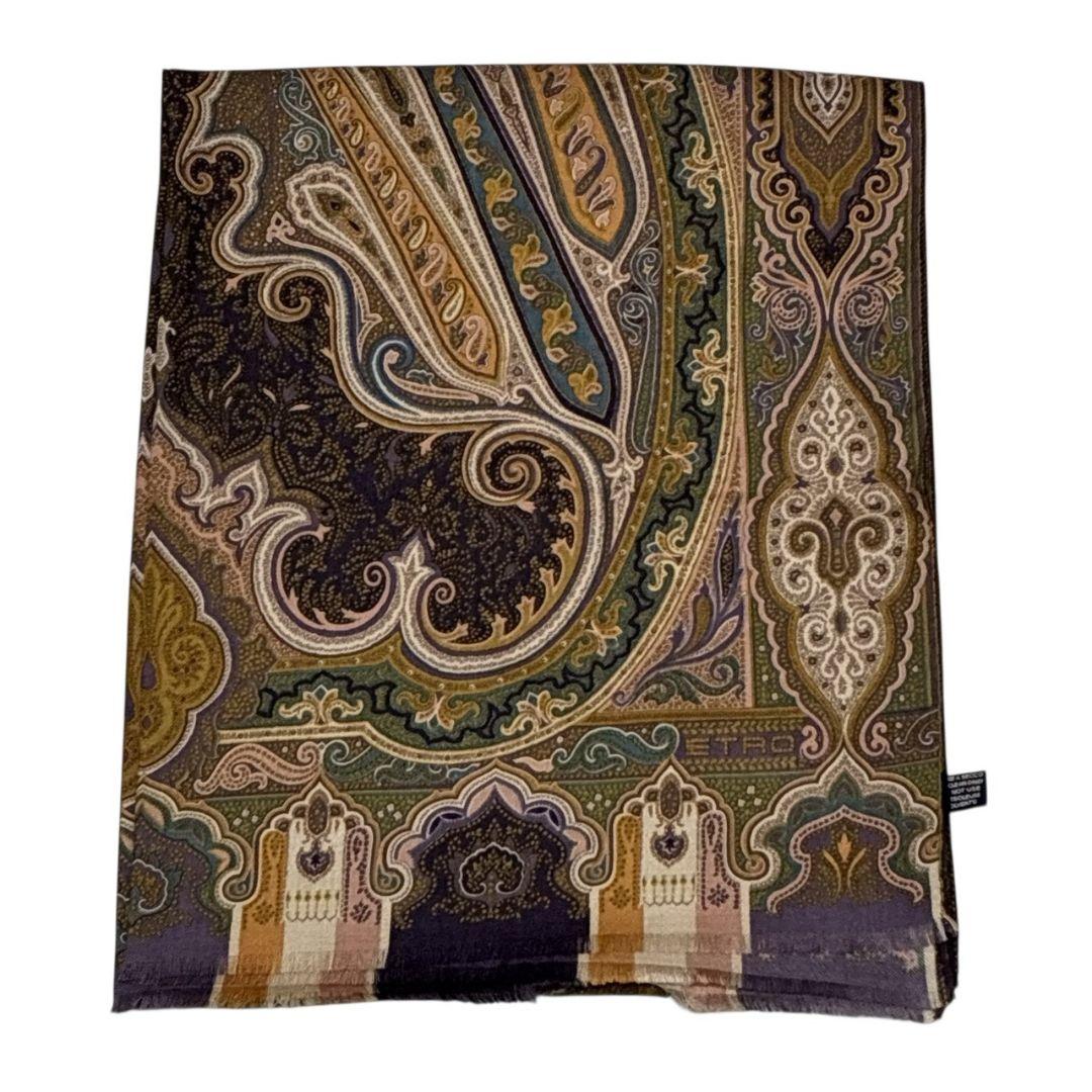 【極美品】ETRO エトロ シルク混 大判ストール スカーフ ロング イタリア製