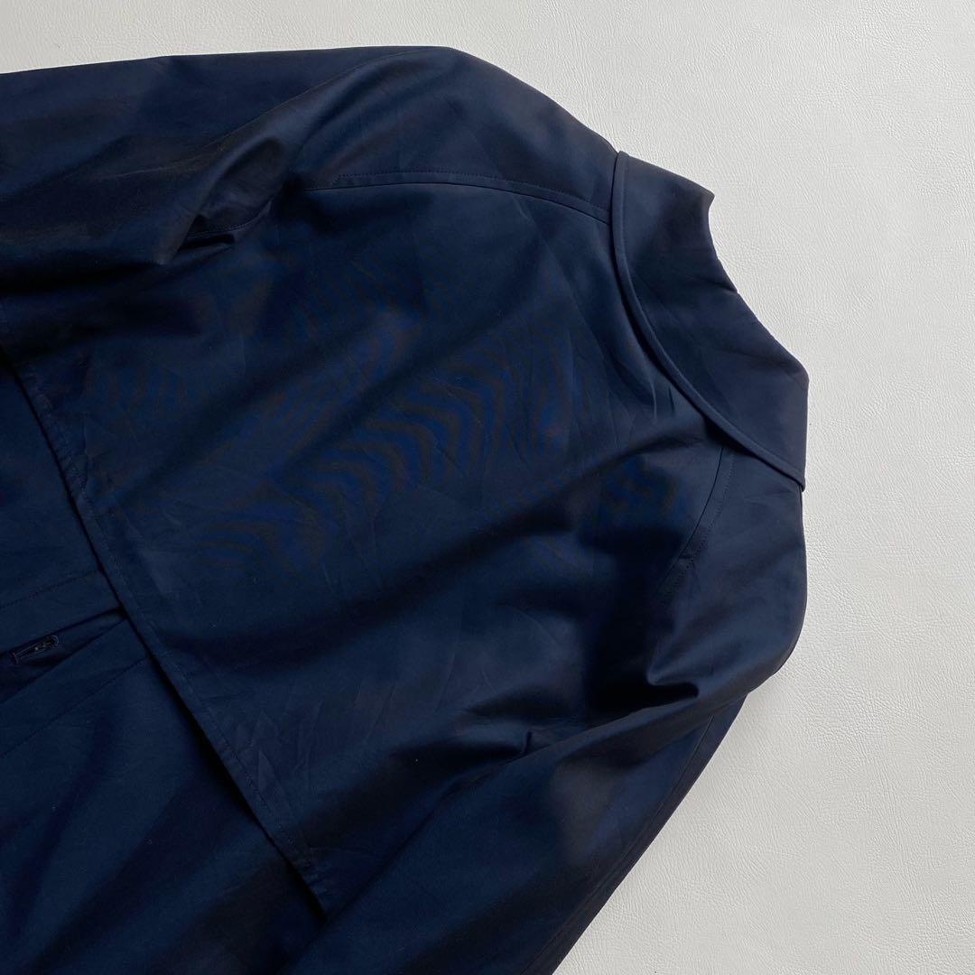 綿100　バーバリーズ ステンカラーコート 紺 7AR ライナー付き