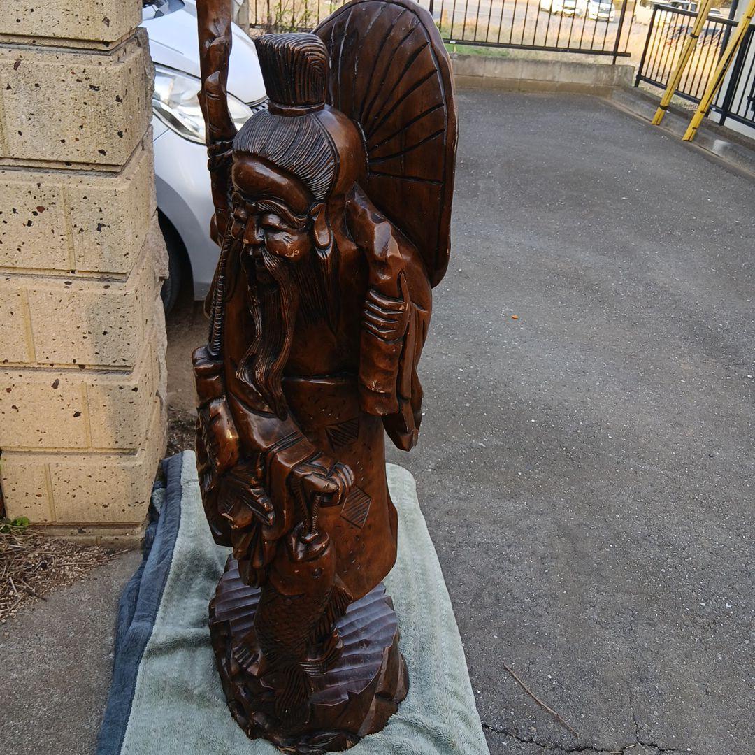 レトロ☆特大木彫り彫刻☆121㌢