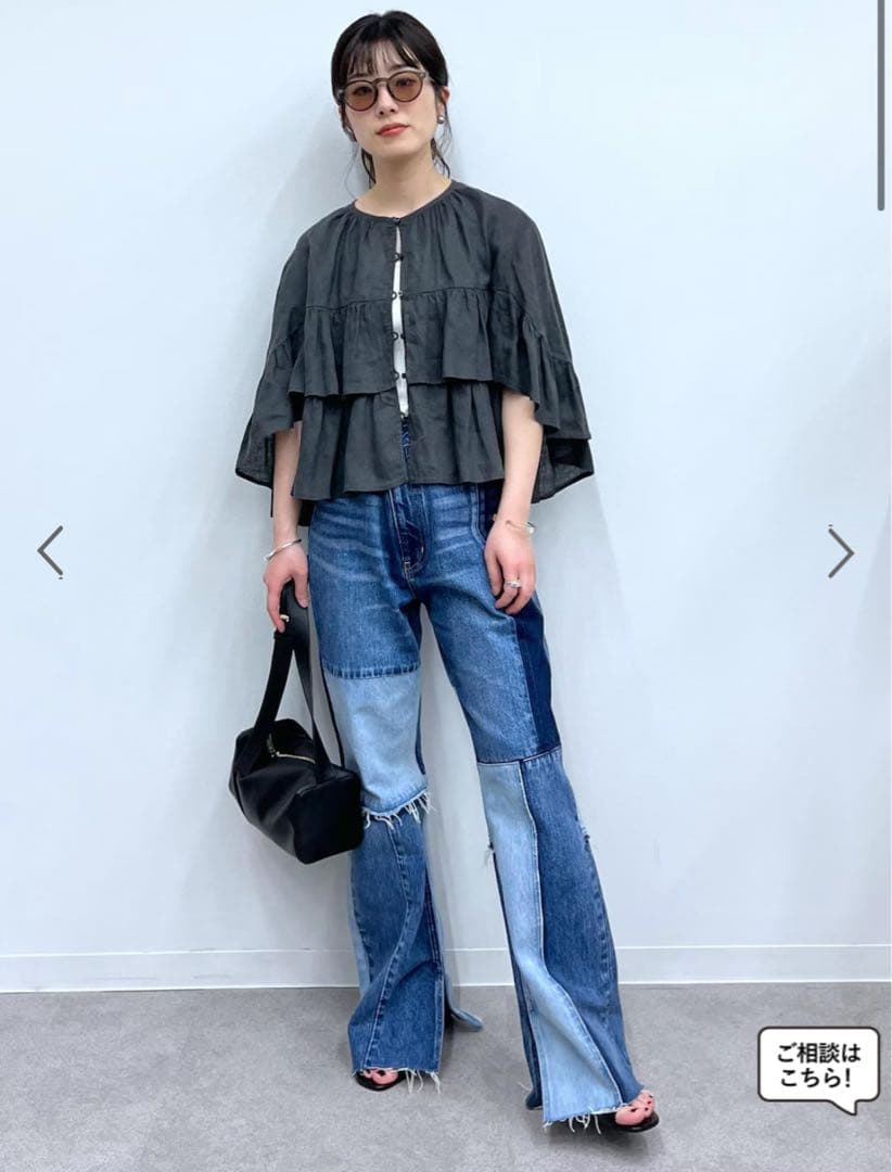 美品サロンアダムエロペ　 COTTON USA リメイクライクセミフレアデニム