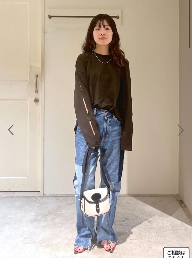 美品サロンアダムエロペ　 COTTON USA リメイクライクセミフレアデニム