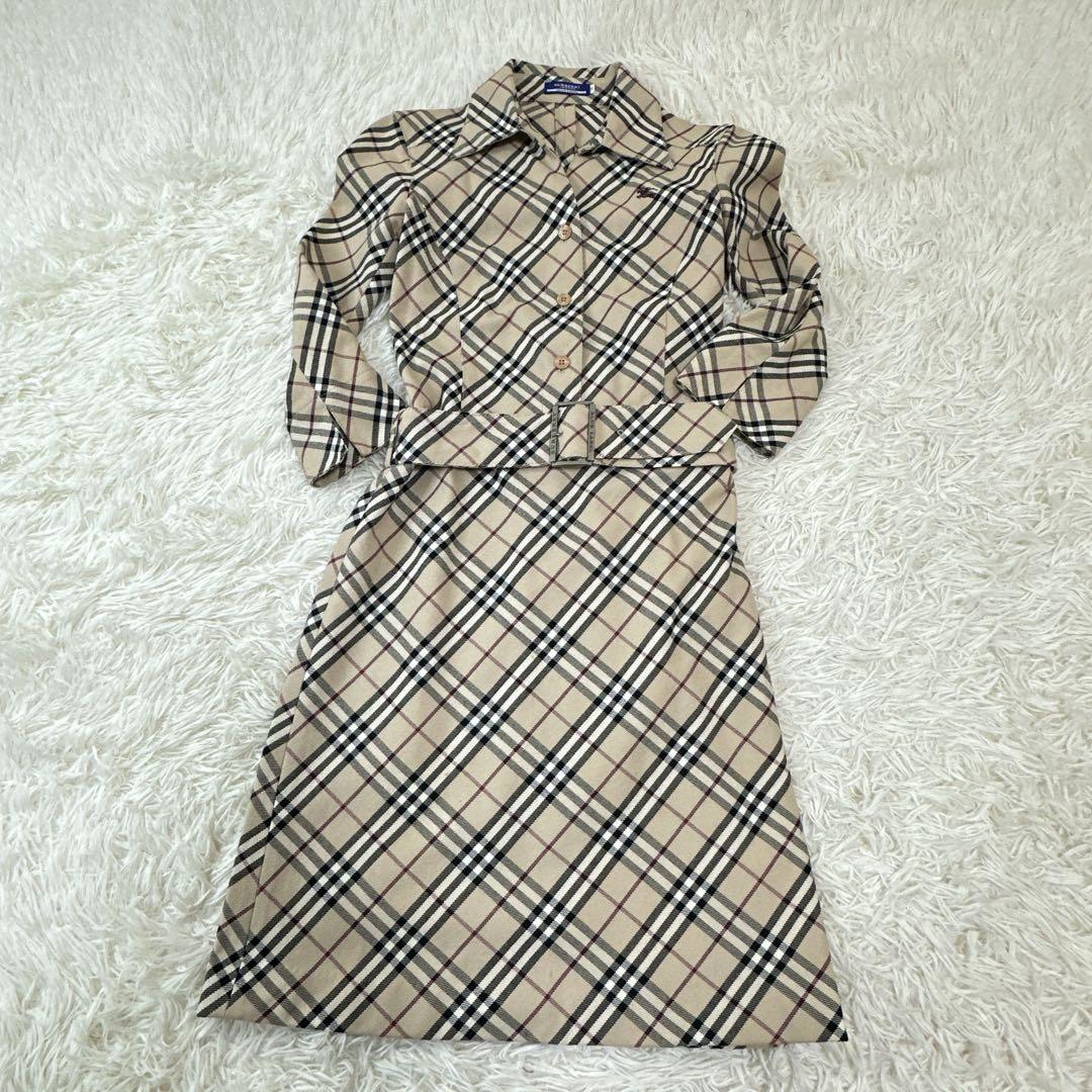 BURBERRY BLUE LABEL 7分袖ワンピース ノバチェック ベルト付