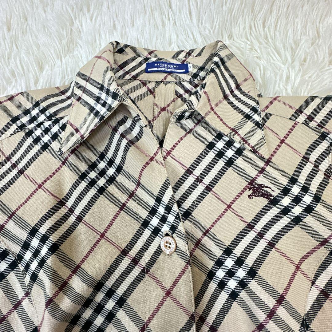 BURBERRY BLUE LABEL 7分袖ワンピース ノバチェック ベルト付