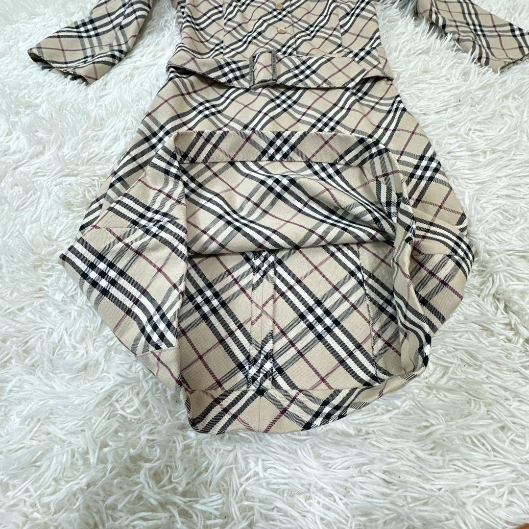 BURBERRY BLUE LABEL 7分袖ワンピース ノバチェック ベルト付