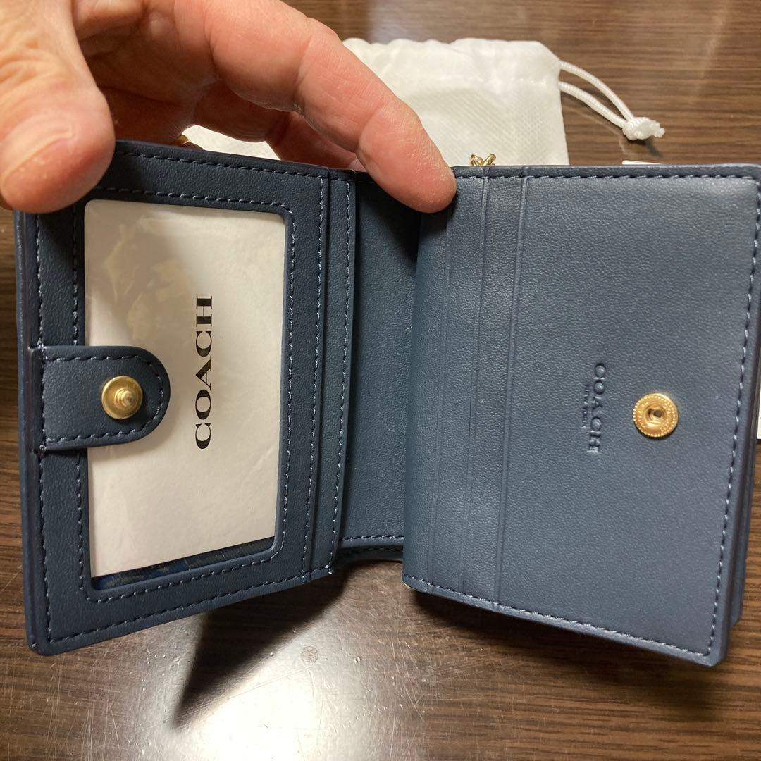COACH 二つ折り財布 デニムブルー