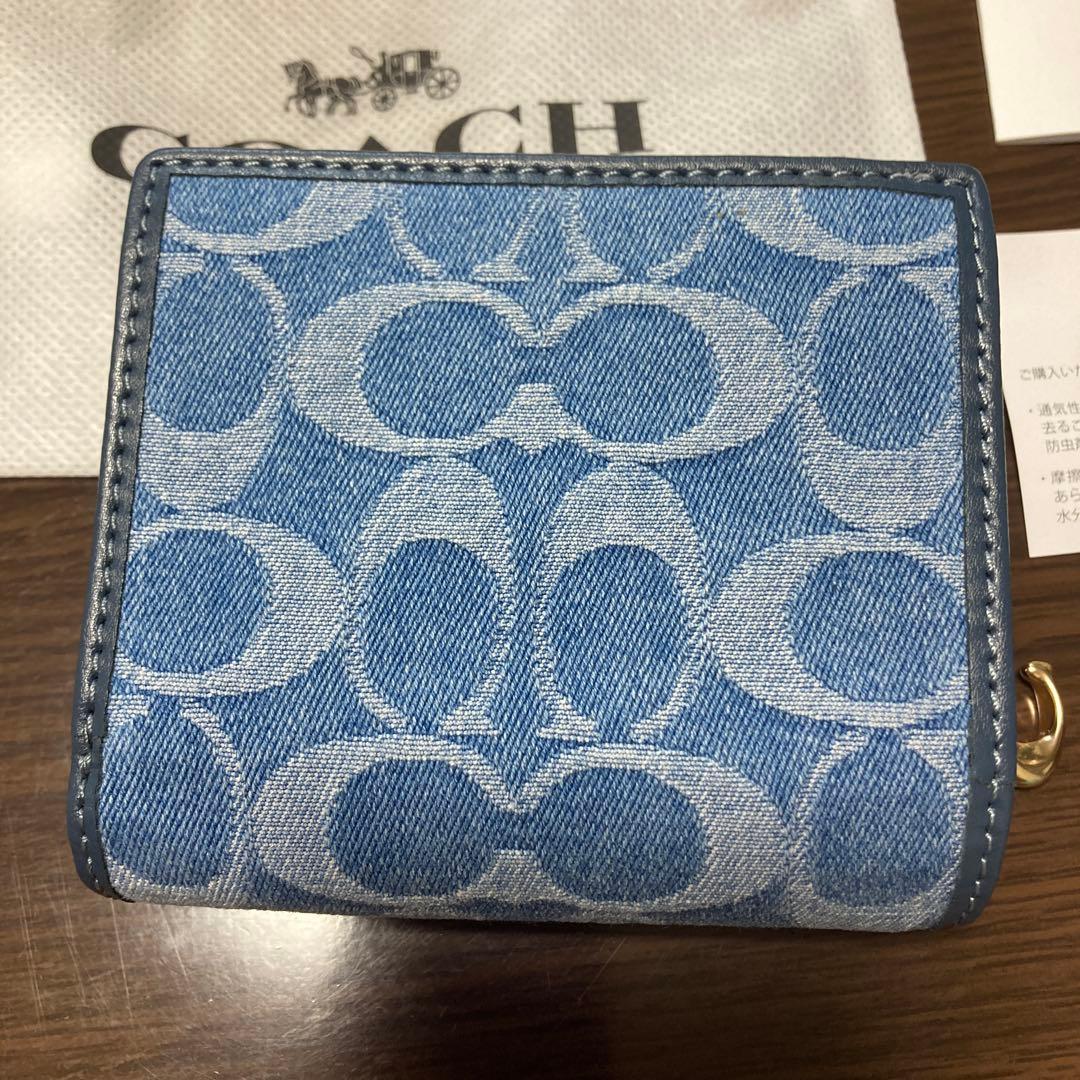 COACH 二つ折り財布 デニムブルー