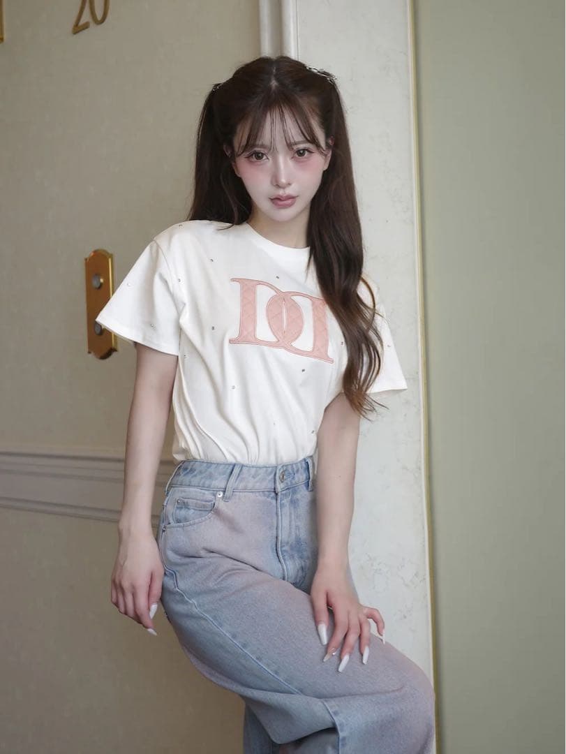 キルティングアップリケビジューTシャツ ダーリッチ Darich WHT