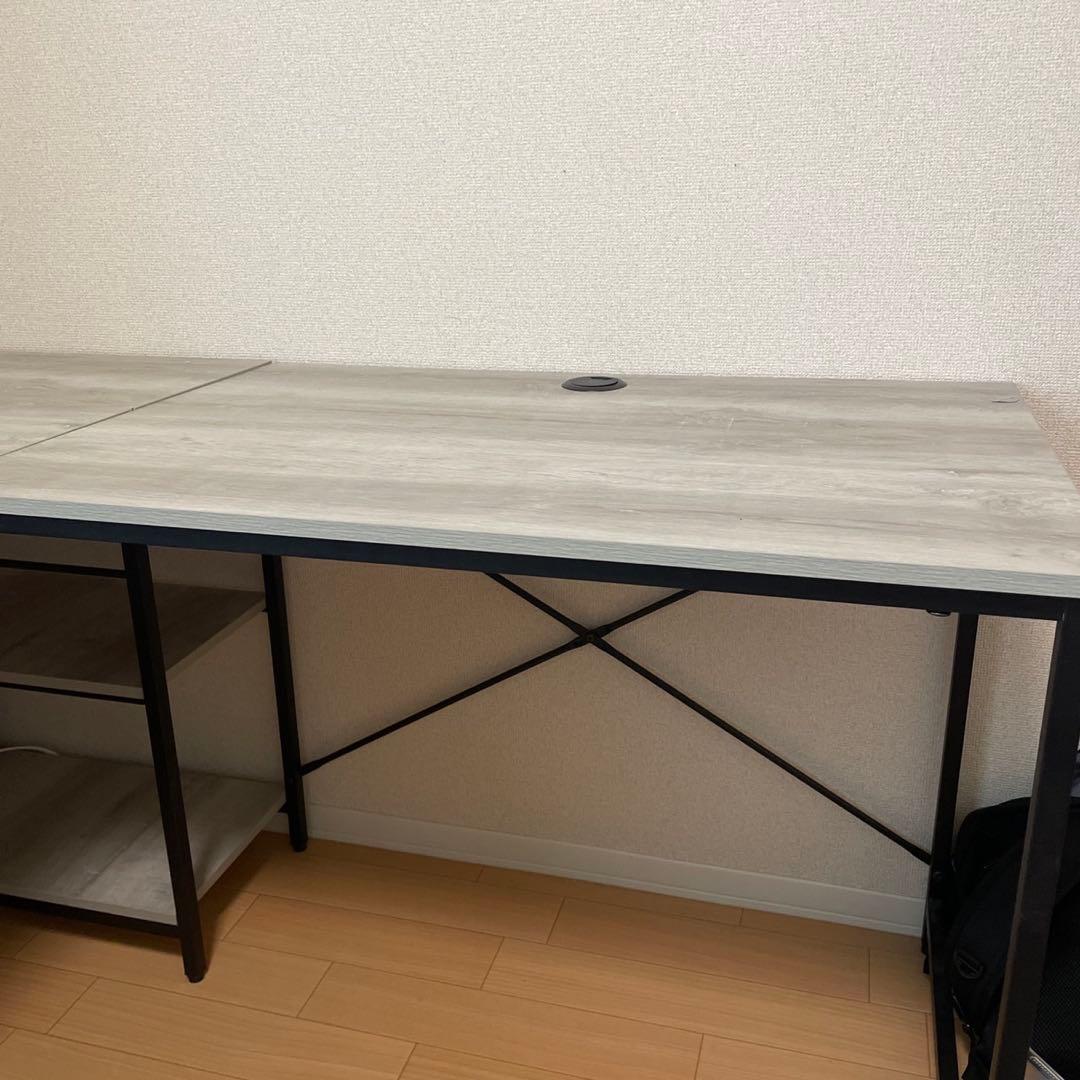 L字型パソコンデスク　グレー