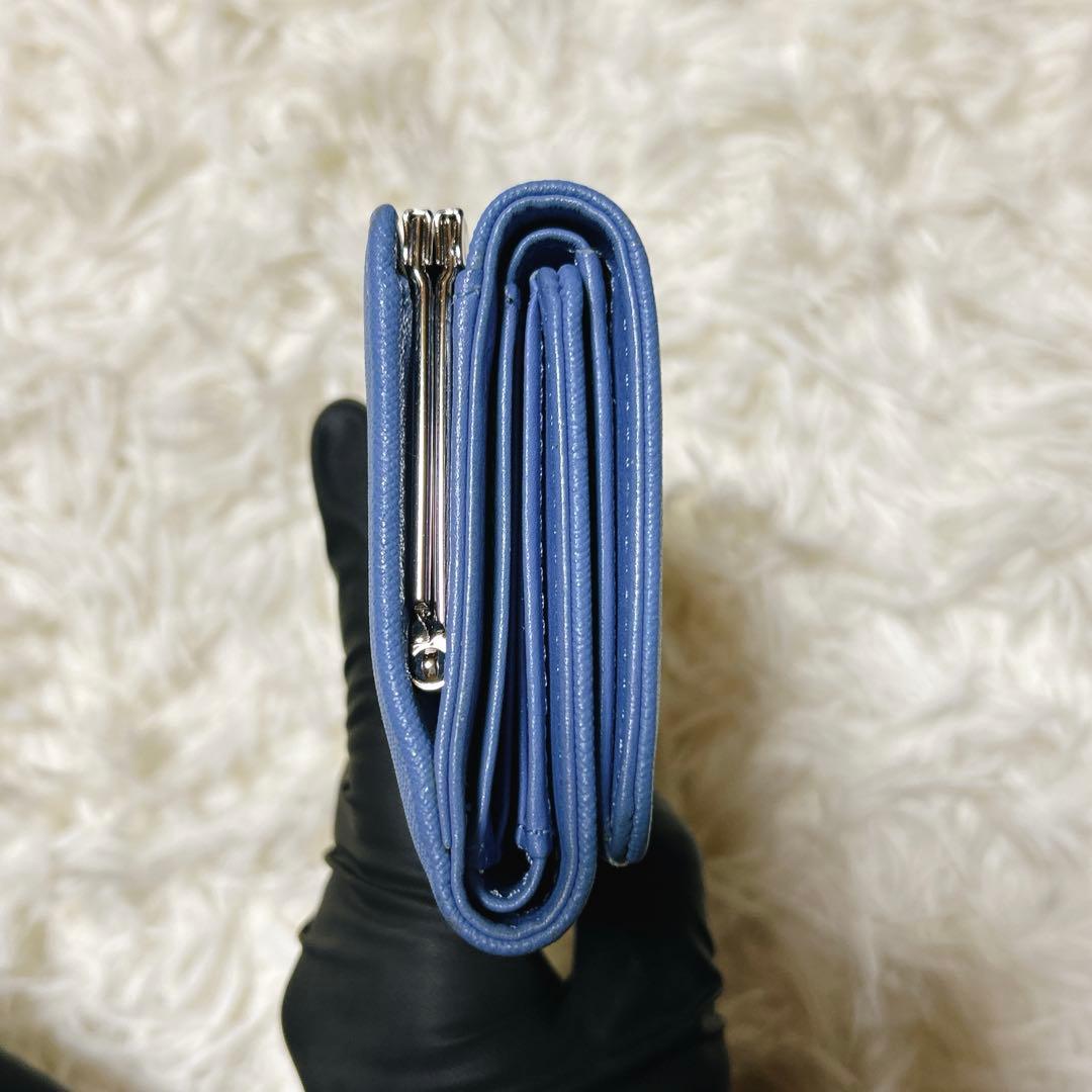 【美品】ヴィヴィアンウエストウッド 三つ折り財布 サフィアーノ ブルー オーブ