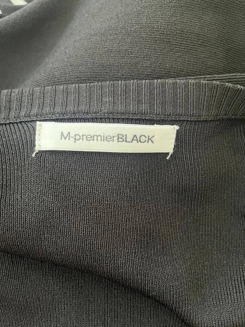 M-premierBLACK ブラックバイカラーロングカーディガン 美品