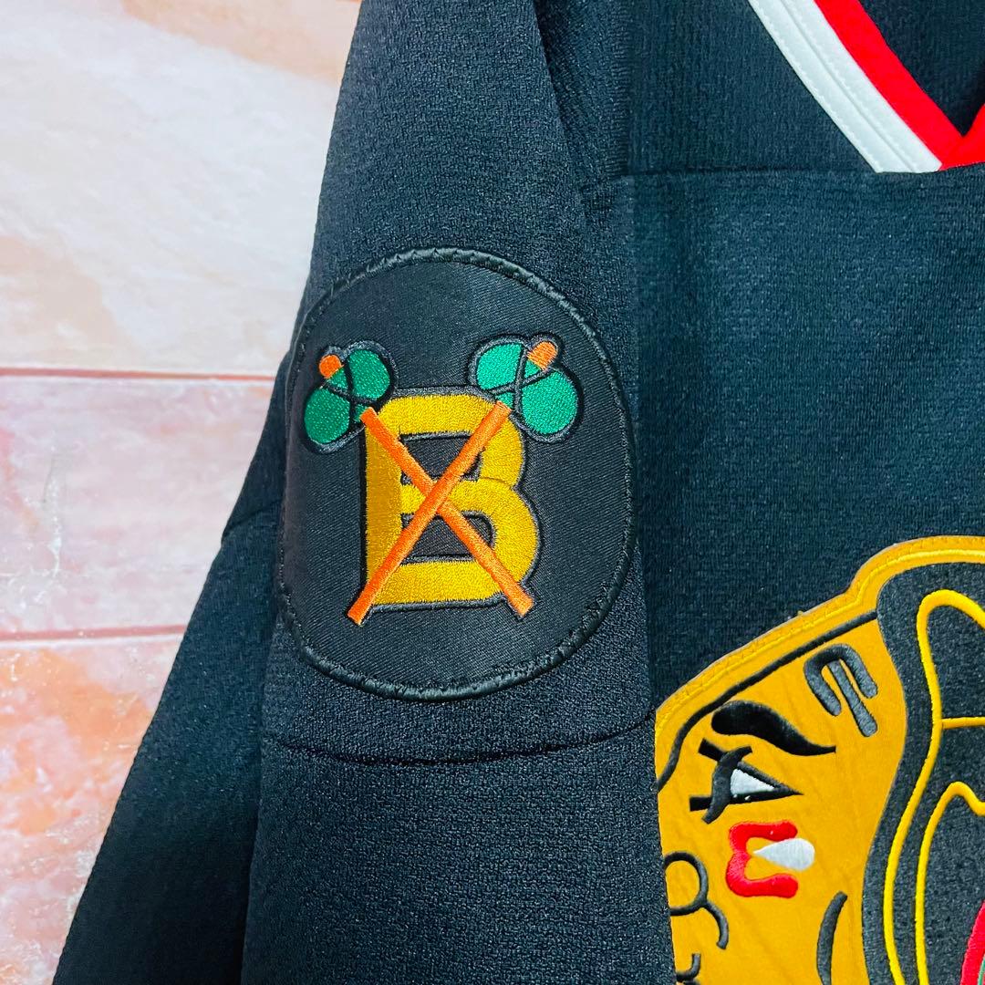 【90s古着】NHLシカゴブラックホークス　ゲームシャツ　XL 10 黒