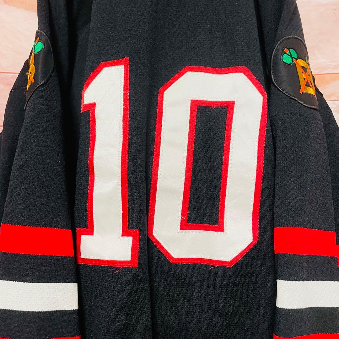 【90s古着】NHLシカゴブラックホークス　ゲームシャツ　XL 10 黒