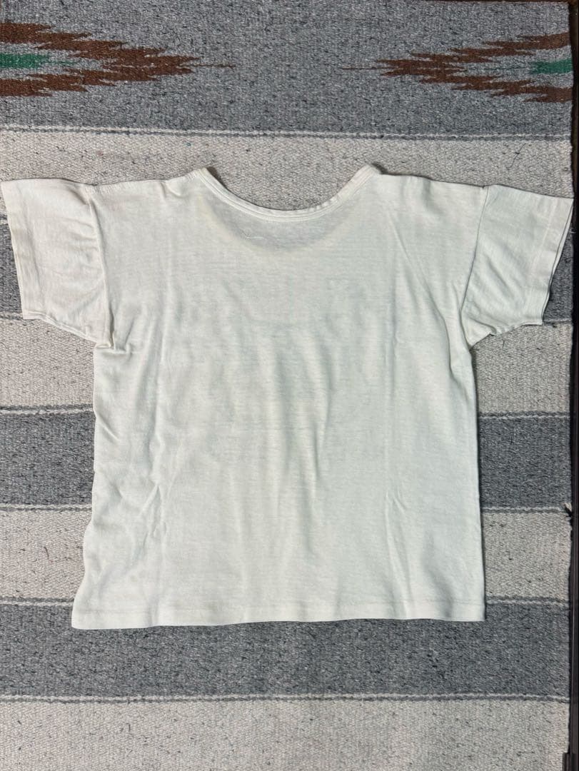 40s 40年代　染み込みプリント　Tシャツ　バインダーネック