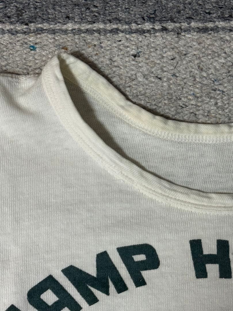 40s 40年代　染み込みプリント　Tシャツ　バインダーネック